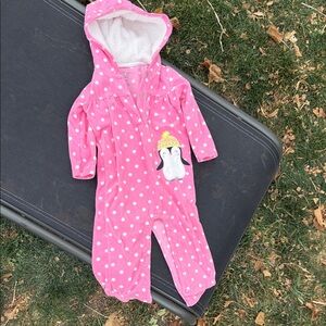 Carter's Pink Polka Dot Footie with Penguin